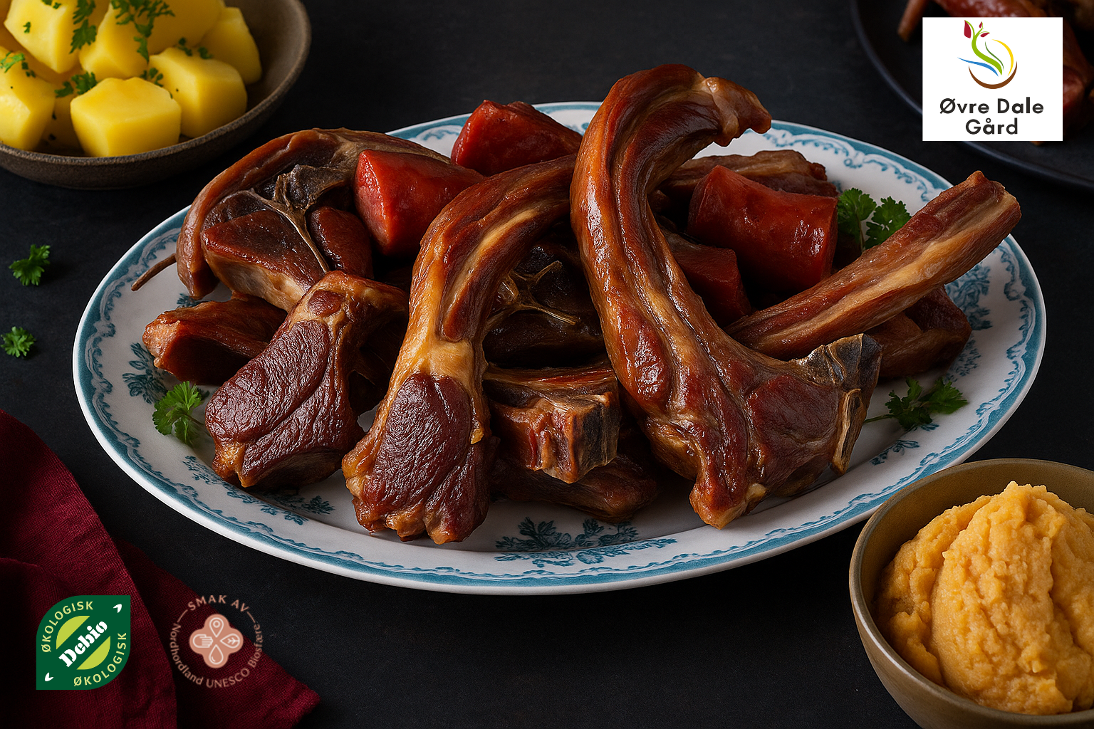 Økologisk urøykt pinnekjøt frå Øvre Dale Gård 1,5kg